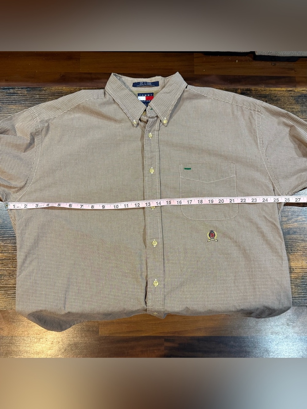 Vintage 90s Tommy Hilfiger Crest Shirt XL 18/20 Micro Check Button Down